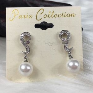 Paris Collection Rhinestone & Faux Pearl Earrings